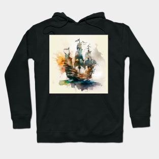 Pirate Ship watercolor Hoodie